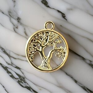 🔴 5 for $10 ONE Golden Tree Charm Pendant for Jewelry Making